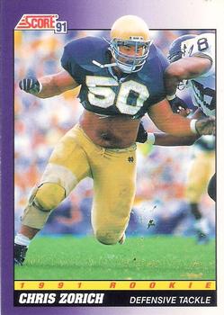 Chris Zorich Chicago Bears 1991 Score NFL Rookie Card #579